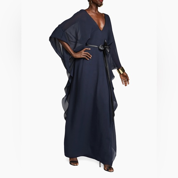 Halston May Chiffon Belted Caftan Dress - Picture 3 of 8
